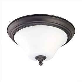 Buy 1 Light Flush Mount Ceiling Fixture - Dark Chocolate Bronze Satin White Glass -... by Nuvo now!
