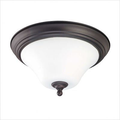 1 Light Flush Mount Ceiling Fixture - Dark Chocolate Bronze / Satin White Glass - Nuvo Lighting 60-1844