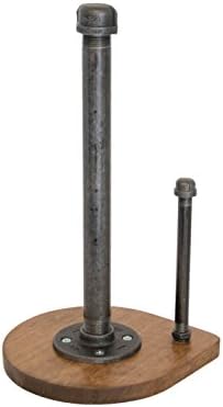 SOLO MTN Industrial Pipe Paper Towel Holder Wooden Base (Graphite)