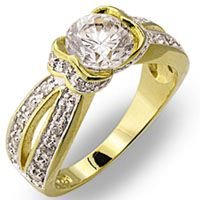 Bague femme Gladys solitaire - Plaque Or jaune 585/1000 - Oxyde de zirconium clair