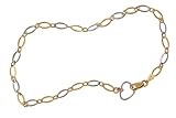 14K Two Tone Open Link Anklet with Heart Drop