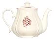 Ceramic Pottery Teapot With Crimson Red Crest Design 6"H