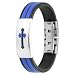 Spikes 316L Stainless Steel Medieval Cross ID Plate 2-Tone Maze Rubber Bracelet