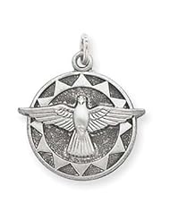 Sterling Silver Antiqued Holy Spirit Medal