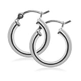 3MM Thick 15 MM Diameter Sterling Silver Hoop Earrings