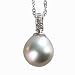 Dyed Gray 9.5-10mm Dewdrop 14k Gold Diamond Cultured Pearl Pendant w. Gold Chain Necklace - by Dahlia Classic Jewelry Collection