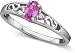 Pink Sapphire Ring Set in 14k White Gold<br>with Diamond Accents