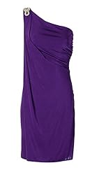 Jersey/Polyester/Spandex Draped  One Shoulder Cocktail  Dress With Rhinestones