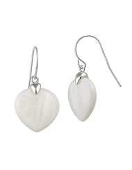 Sterling Silver Gemstone Heart French Wire Earrings