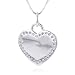 Silver & Diamond Polished Heart Pendant w/Box Chain