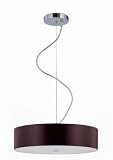 Pendant Lamp with Drum Shaped Shade - Chrome and Walnut