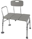 Drive Medical Plastic Transfer Bench with 3 Position Backrest, Gray