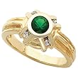 14K Yellow Gold Tsavorite and Diamond Ring