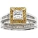 14K Yellow Gold 3/8 Ct Tw Semi For 5X5 Princess Center Two Tone Engagement Ring Set Semi Buy