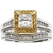 Discount 14K Yellow Gold 3/8 Ct Tw Semi For 5X5 Princess Center Two Tone Engagement Ring Set Semi