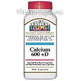 Calcium 600 + D 200 Caplets, 21st Century