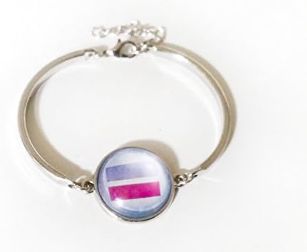 Bisexual Equality Emblem Bracelet, Silver Colored Alloy