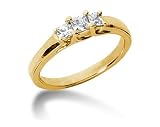 0.47CTW Trellis Three Stone Princess Cut Diamond Ring in 14k Yellow Gold