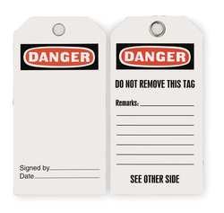 Industrial Grade 2RMW7 Accident Prevention Tag, Danger, Pk 25