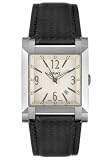 Men's Black Leather Ivory Dial