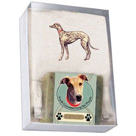 Single Gift Box with Greyhound Fawn Soap and Towel
