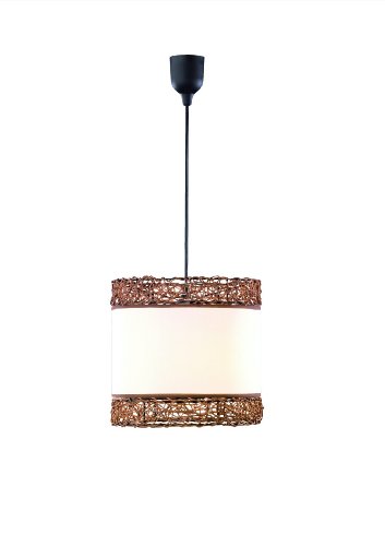 Trio-Leuchten 305500100 Pendelleuchte 1xE27 max. 60W H: 29cm D: 30cm L: 150cm Rattan/Stoffschirm cremefarbig