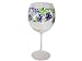 ArtisanStreet's Large Ceremonial Shabbat Kiddish Cup Features Grape Swirl Design in Shades of Purple on Oversized Red Wine Goblet. Clear Crystal and Gold Lettering. Hand Painted, One of a Kind, Signed by Artisan