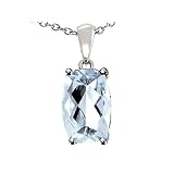 1.50 cttw Genuine Aquamarine Pendant - 14kt White Gold LIFETIME WARRANTY