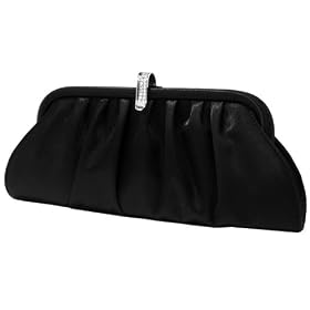 Hard Satin Clutch, Rhinestone Closure, Evening Bag - Sandra (51 30467)