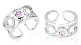Round Cut Pink Cz Toe/Pinky Ring Sterling Silver