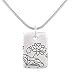 Rectangular Lotus Flower Pendant in Sterling Silver on a 16" Rhodium and Sterling Silver Snake Chain, #8000
