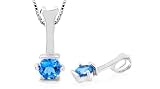Round Cut Genuine London Blue Topaz Sterling Silver
