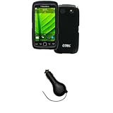 EMPIRE Black Rubberized Hard Case Cover + Retractable Car Charger (CLA) for ....