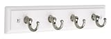 Liberty Hardware RPSR4AZ-WSN-D 9-Inch 4 Hook Key Rail, White and Satin Nickel