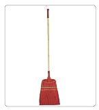 Broom for Sweeping Red with Bamboo Handle