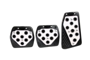 El-Glow White With Black Outer Rim 3pcs Manual Transmission Racing Pedals