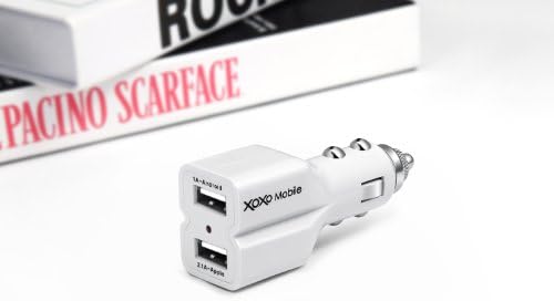 XOXO Mobile® 15.5W /3.1A Dual Port USB Car Charger for iPhone 5s, 5c, 5, 4s, 4; iPad 5, Air, mini; Samsung Galaxy S4, S3, S2, Galaxy Note 3, 2; Motorola Droid Razr Maxx; HTC One X V S and more (White)