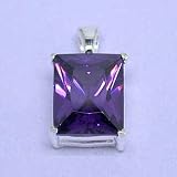 AMETHYST CZ OBLONG PENDANT WITH CHAIN