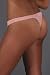 Silk Knit Thong - pink with green trim