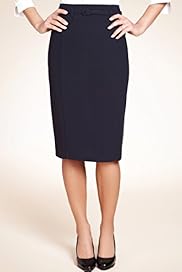Knee Length Panelled Pencil Skirt with Belt