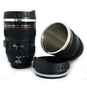 2*new 24-105mm Travel Coffee Mug / Cup / Thermos with Drinking Lid & Quality Stainless Steel Interior