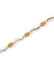 14K Yellow Gold Oval Citrine and Diamond Bracelet