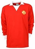 Score Draw Official Retro Manchester United 1973 No7 Long Sleeve Men’s Retro Football Shirt – Red, X-Large