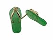Green Jade Flip Flop Plumeria Strap Sandal Earrings, 14k Gold