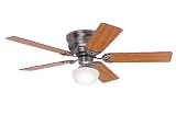 Hunter 20801 Low Profile lll Plus 52-Inch Ceiling Fan with 5-Cherry/Walnut Blades, Antique Pewter