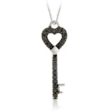 3144Yj30JtL. SL160  Sterling Silver Black Diamond Accent Designer Key Pendant