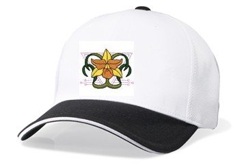 Embroidered White Cap - orchid art nouveau