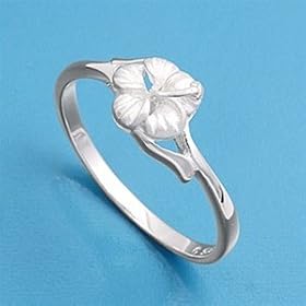 Sterling Silver Plain Ring - Flower - Size 4