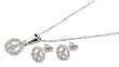 Mini Peace Sign CZ Necklace & Earrings Sterling Silver Set