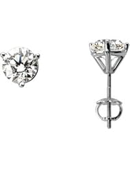 14K White Gold Pair 2 Ct Tw Diamond Earring